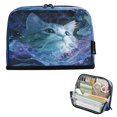 thumbnail image 1 of Standing Pencil Case with Base Large Capacity Stationery Pouch Pen Bag with Zipper for Women Men Cute Blue and White Cat, 1 of 7