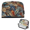thumbnail image 1 of Standing Pencil Case with Base Large Capacity Stationery Pouch Pen Bag with Zipper for Women Men Feathers and Leopard Print, 1 of 7