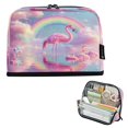 thumbnail image 1 of Standing Pencil Case with Base Large Capacity Stationery Pouch Pen Bag with Zipper for Women Men Flamingo in The Water, 1 of 7