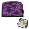 thumbnail image 1 of Standing Pencil Case with Base Large Capacity Stationery Pouch Pen Bag with Zipper for Women Men Glowing Purple Butterfly, 1 of 7