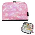 thumbnail image 1 of Standing Pencil Case with Base Large Capacity Stationery Pouch Pen Bag with Zipper for Women Men Pink Background with Lots Of Hearts, 1 of 7