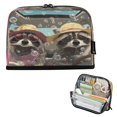 thumbnail image 1 of Standing Pencil Case with Base Large Capacity Stationery Pouch Pen Bag with Zipper for Women Men Raccoons Wearing Sun Hats, 1 of 7