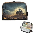 thumbnail image 1 of Standing Pencil Case with Base Large Capacity Stationery Pouch Pen Bag with Zipper for Women Men Spooky Haunted House, 1 of 7