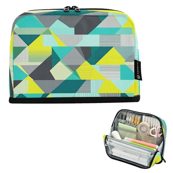 Standing Pencil Case with Base Large Capacity Stationery Pouch Pen Bag with Zipper for Women Men Triangle