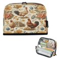 thumbnail image 1 of Standing Pencil Case with Base Large Capacity Stationery Pouch Pen Bag with Zipper for Women Men Vintage Flowers and Hens, 1 of 7