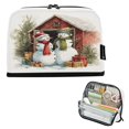 thumbnail image 1 of Standing Pencil Case with Base Large Capacity Stationery Pouch Pen Bag with Zipper for Women Men Watercolor Clipart Snowmen, 1 of 7