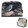 thumbnail image 1 of Standing Pencil Case with Base Large Capacity Stationery Pouch Pen Bag with Zipper for Women Men Watercolor Vintage Blue Bird, 1 of 7