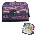 thumbnail image 1 of Standing Pencil Case with Base Large Capacity Stationery Pouch Pen Bag with Zipper for Women Men Wild Horses Running, 1 of 7