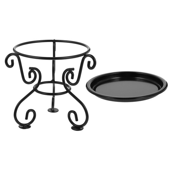 COSMOBETTY Durable Black Indoor Plant Holder Iron Flowerpot Stand for Office and Garden Decoration