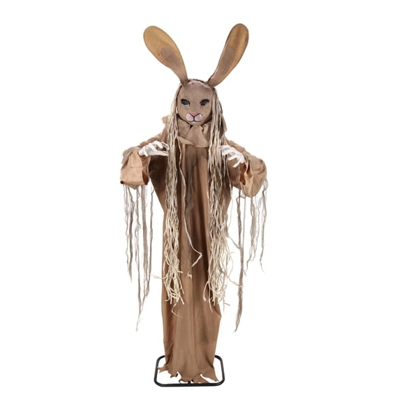 Standing Rabbit Halloween Animatronic with Red Eyes & Sway, 5.6-Ft, by Haunted Hill Farm