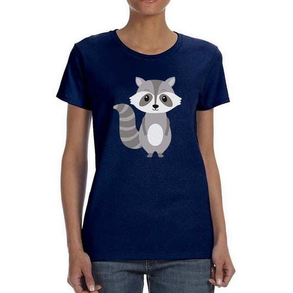 Standing Raccoon Sketch Shaped T-Shirt Women -Image by Shutterstock, Female XX-Large