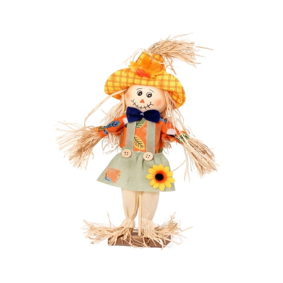 Standing Scarecrow Decor Fall Scarecrow Decorations with Clothes & Hat for Autumn Thanksgiving Halloween Outdoors
