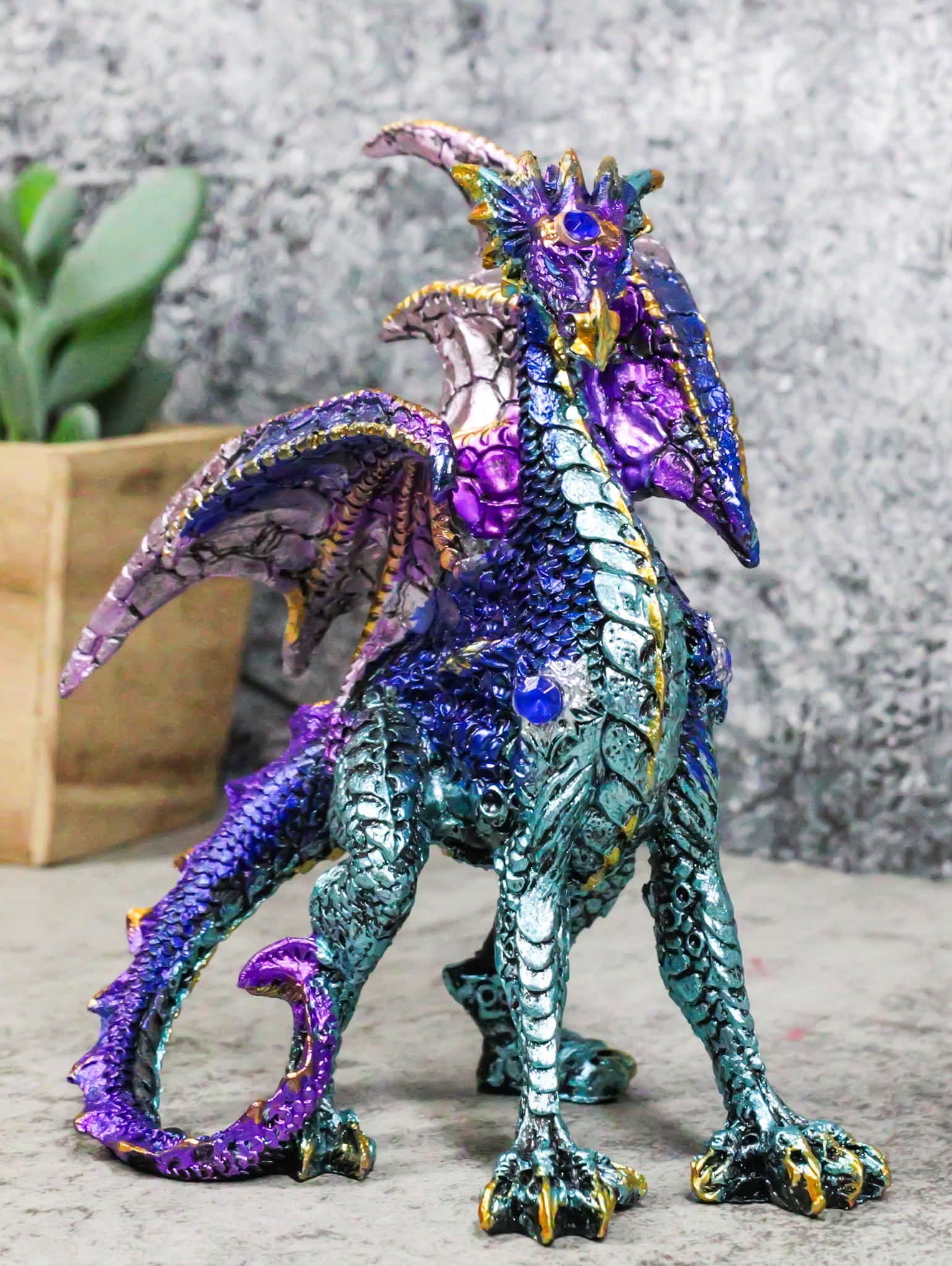Standing Semi Metallic Purple Silver Space Galaxy Dragon With