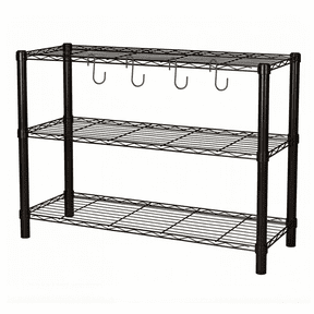 Standing Shelving Units, 36"W x 14"D x 32"H Metal Storage Shelves, Wire Shelving Rack Display Shelf for Garage Bathroom Home Kitchen (3-Tiers, Black)