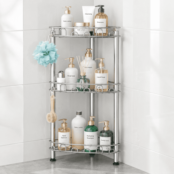 Current Hooks Standing Shower Corner - 4-tier Stainless Steel Shower organizer Shwith ...