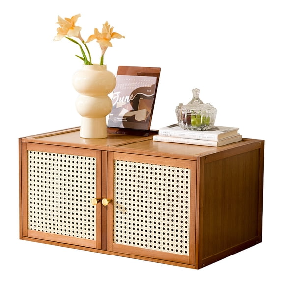 Standing Sideboard Buffet Cabinets with Rattan Decorated Doors Versatile Organizer for Kitchen Counter,Pantry,Bookcase