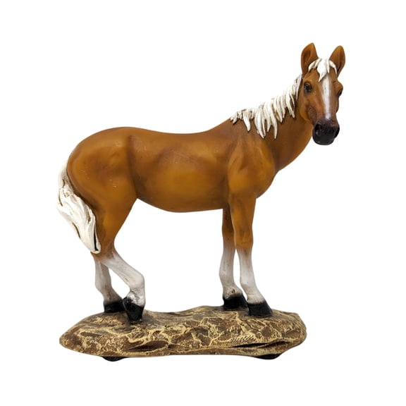 Standing Sorrel Horse Figurine - Collectible Horse Sculpture for Home and Office Decor, Hand-Painted Resin Animal Ornament - Decor for Desk and Bookshelf for Horse Lovers
