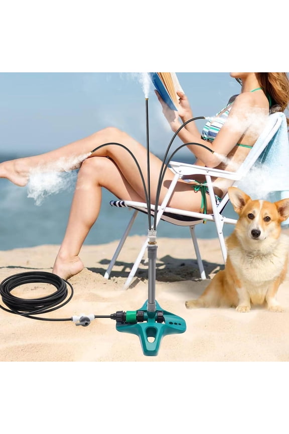Standing Spray System Rotary Nozzle Family Garden Pond, Misting Ring, Pliable Tubing, Outdoor Patio Cooling Equipment, Includes Base and Nozzles