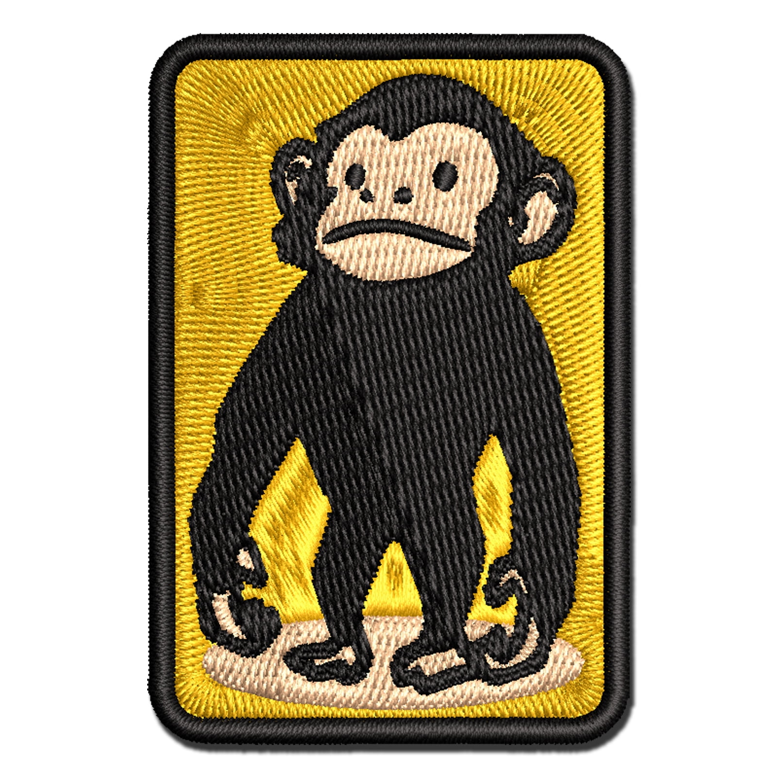 Standing Stoic Chimpanzee Ape Monkey Applique Multi-Color Embroidered Iron-On Patch - 3.5 Inch Large