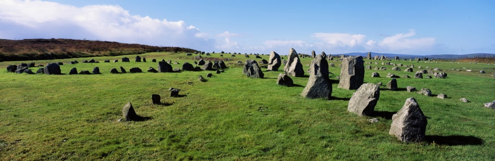 Standing Stones On A Landscape Beaghmore Stone Circle Cookstown County Tyrone Northern Ireland Canvas Art - The Irish Image Collection Design Pics (34 x 11)