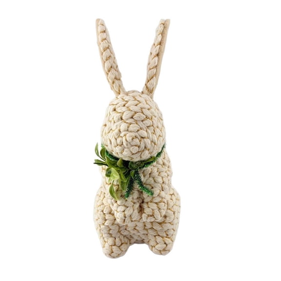 Standing String Bunny Figurine With Tailless Design For Indoor Home Table Shelf Mantel Centerpiece Spring Easter Decoration 5 Inch Tall