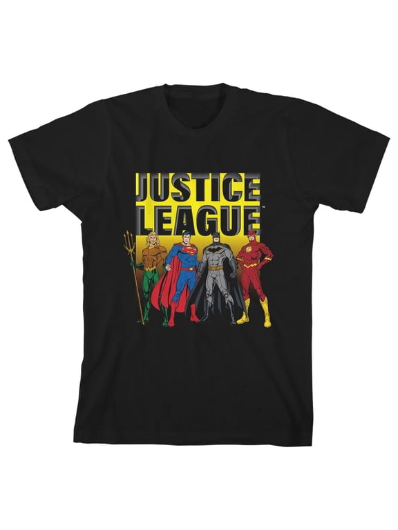 Standing Superheroes Justice League Toddler Boy's Black T-Shirt-2T