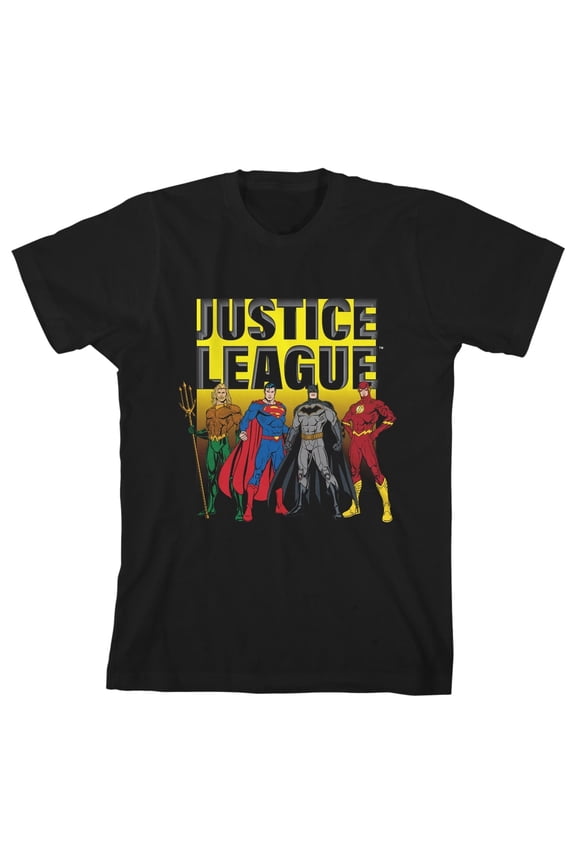 Standing Superheroes Justice League Toddler Boy's Black T-Shirt-2T