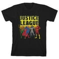 thumbnail image 1 of Standing Superheroes Justice League Youth Boys Black T-Shirt-XL, 1 of 2