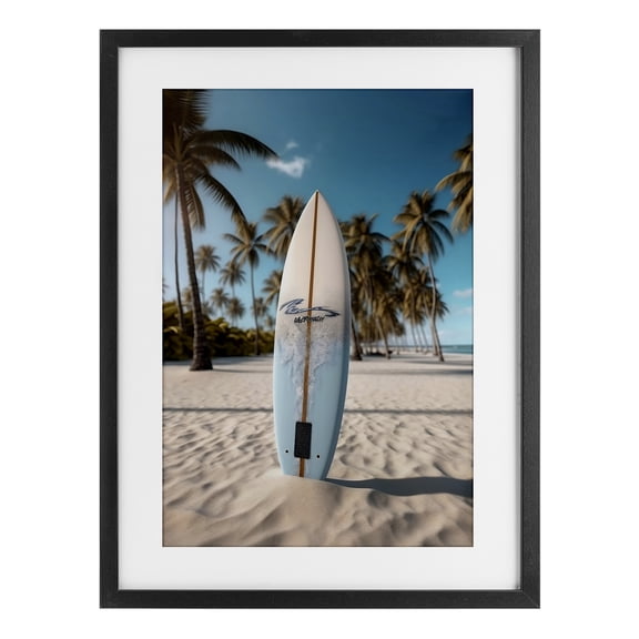Stupell Industries Standing Surfboard Coastal Blur Black Framed Print Under Glass, design by LSR Design Studio, 20 x 14