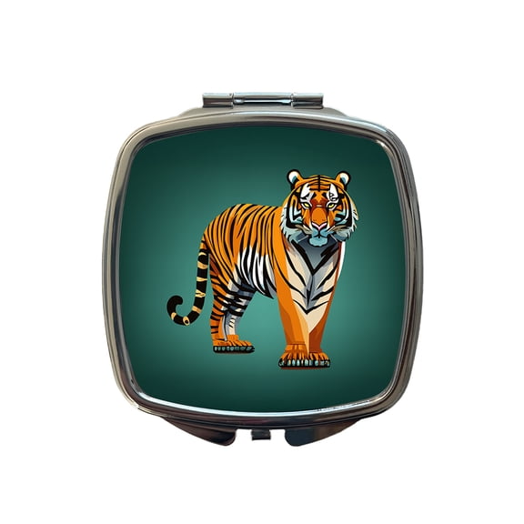 Standing Tiger Travel Makeup Handbag Purse Small Pocket Compact Mirror