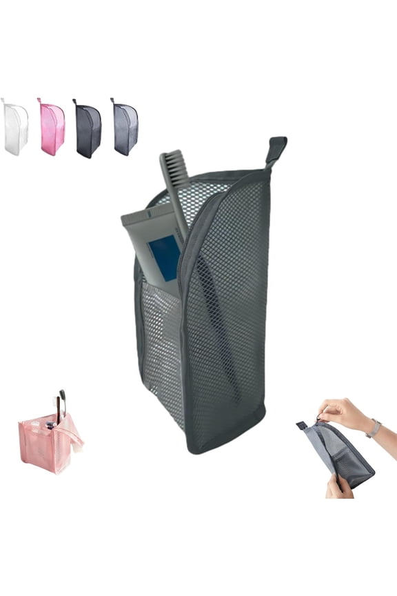 Standing Toiletry Bag Portable Lightweight EVA Mesh Travel Organizer, Water-Resistant Large Capacity Cosmetic Bag for Toothbrush and Travel Essentials