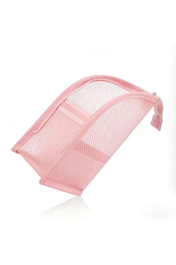 Standing Toiletry Bag, Portable Lightweight Travel Toiletry Bag, EVA Mesh Cosmetic Waterproof Bag Travel Essentials, Large Capacity Organizer for Toiletries Pink
