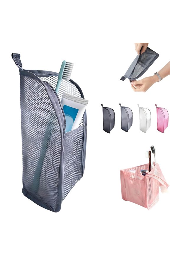 Standing Toiletry Bag,Portable Lightweight Travel Toiletry Bag Standing Toiletry Bag,EVA Mesh Cosmetic Waterproof Bag,Multi-Scenario Usage,for Travel, Toothbrush, Toothpaste(Gray)