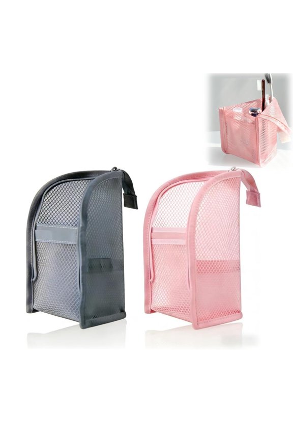 Standing Toiletry Bag, Portable Travel Cosmetic Bag with Clear View & Built-in Dividers, Waterproof Organizer for Bathroom Essentials