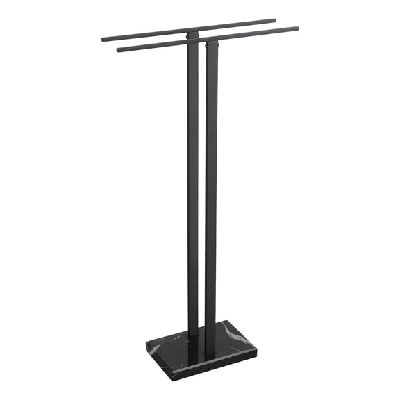 Standing Towel Rack, 2-Tier Towel Racks for Bathroom Freestanding with Marble Base, Upgrade Steady Design, SUS304 Stainless Steel Matte Black