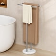 thumbnail image 1 of Standing Towel Rack for Bathroom Floor with 10.5 Lbs Natural Marble Base, 2-Tier Free Standing Towel Rack Double T-Shape, 18/8 Stainless Steel, Brushed Finish, BTH237A-2, 1 of 10