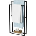 thumbnail image 1 of Standing Towel Racks for Bathroom with Heavy Marble Base, 38" H Towel Rack Stand for Bathroom 2-Tier, Blanket Rack for Bathroom Floor, Matte Black, 1 of 9