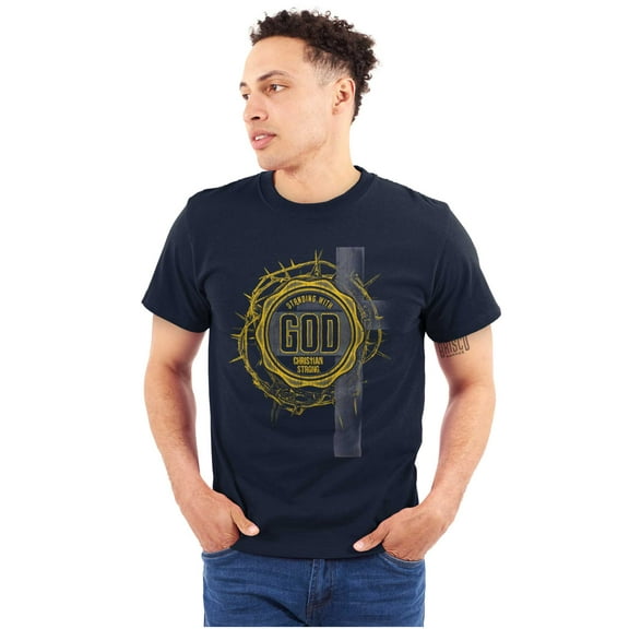 Standing With God Christian Cross Men's Graphic T Shirt Tees Brisco Brands S