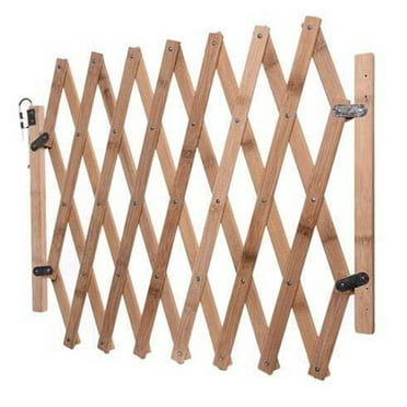 Standing Wooden Retractable Sliding Fence Gate for Door, Patio, Garden & Guard Divider