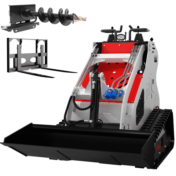 Standing-on Crawler 13.5 HP Double Cooling Mini Skid Steer Loader, Standing-on Crawler 13.5 HP Double Cooling Mini Skid Steer Loader With Pallet fork and Rotary drilling rig