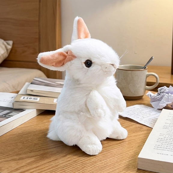 Standing plush white rabbit toy, perfect gift for girlfriends and female classmates. White rabbit plush toy