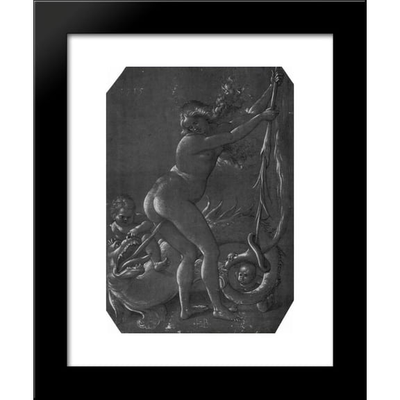Standing witch with monster 20x24 Framed Art Print by Hans Baldung