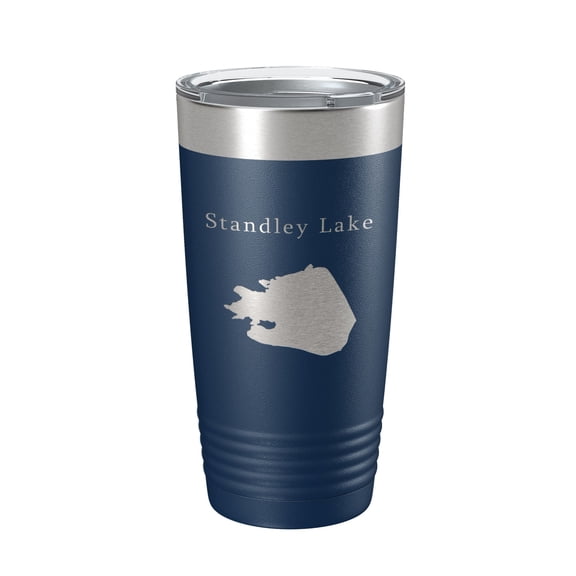 Standley Lake Map Tumbler Travel Mug Insulated Laser Engraved Coffee Cup Colorado 20 oz Navy Blue