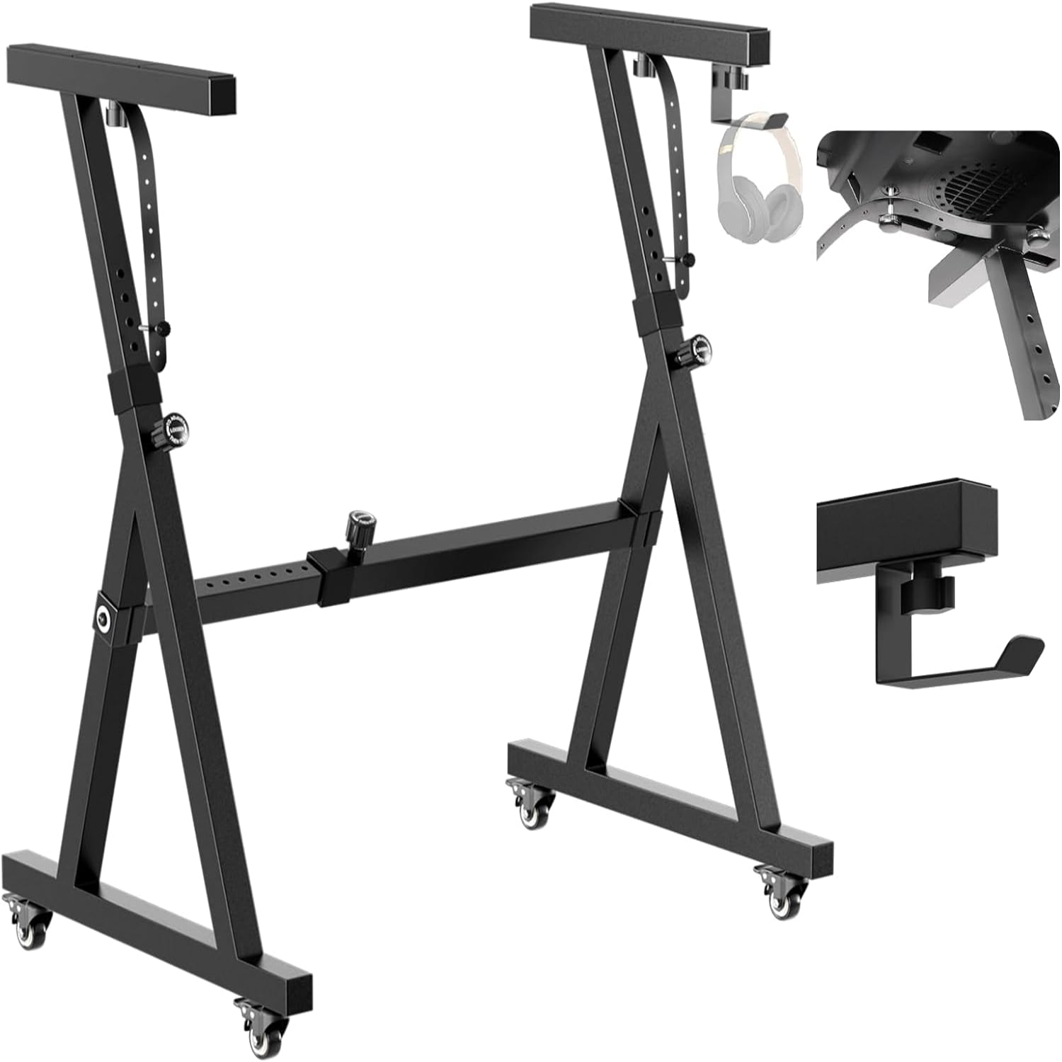 Stands Keyboard Stand with Wheels Black Z Style Heavy Duty Piano Stand