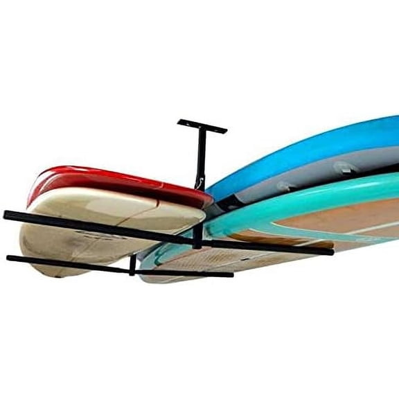 Standup Paddle Board and Surfboard Garage Storage Rack - Adjustable Ceiling Mount Hanger for SUP Storage, Heavy Duty Overhead Paddleboard Organizer Garage, Space Saving