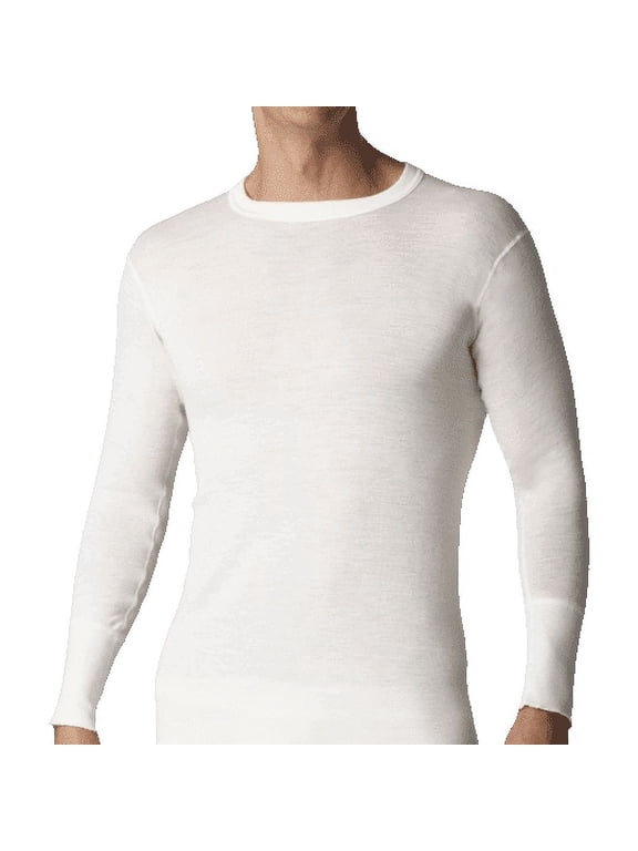 Adult Mens Superwash Merino Wool Blend Long Sleeve Thermal Top, Sizes S-2XL