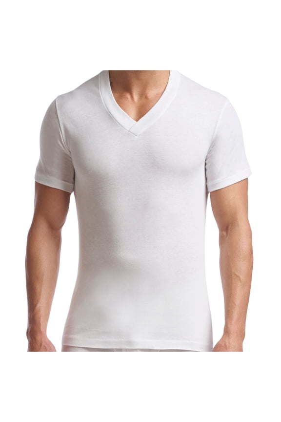 Men's Tall Supreme Cotton Blend V-neck T-shirt Undershirt-2 Pack