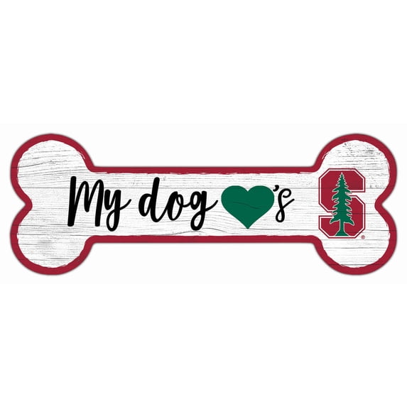 Stanford Cardinal 6" x 12" Team Dog Bone Sign