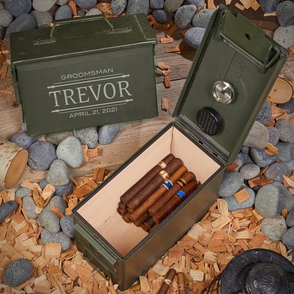 Stanford Engraved 50 Cal Ammo Can Cigar Humidor
