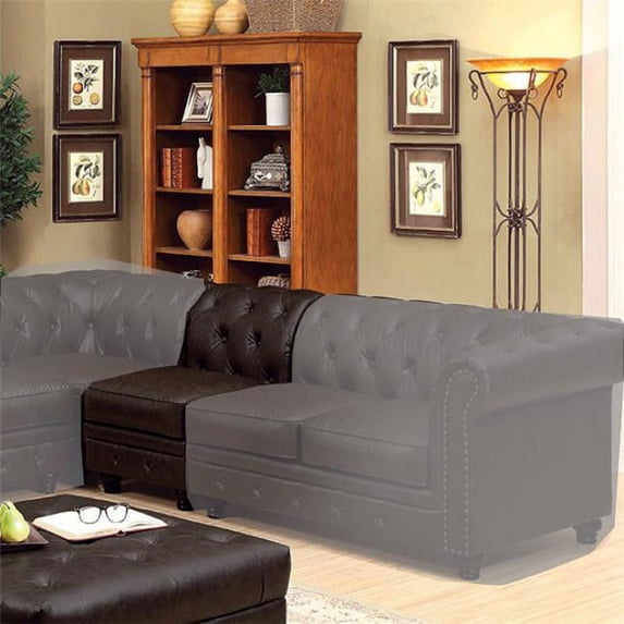 Stanford II Traditional Sofa Chair, Brown Leatherette